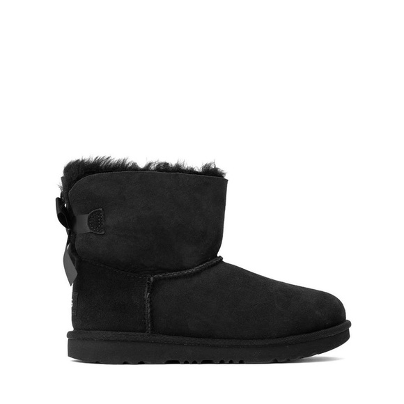 UGG Kids Mini Bailey Bow II in Black Suede. 1017397K - Picture 1 of 6